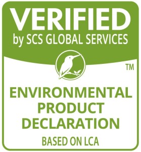 Verified by SCS Global Services, Environmental product declaration Based on LCA
